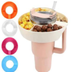 40oz cup accessory set reusable 4 compartment silicone snack bowl and tray food grade silicone for snacks and drinks