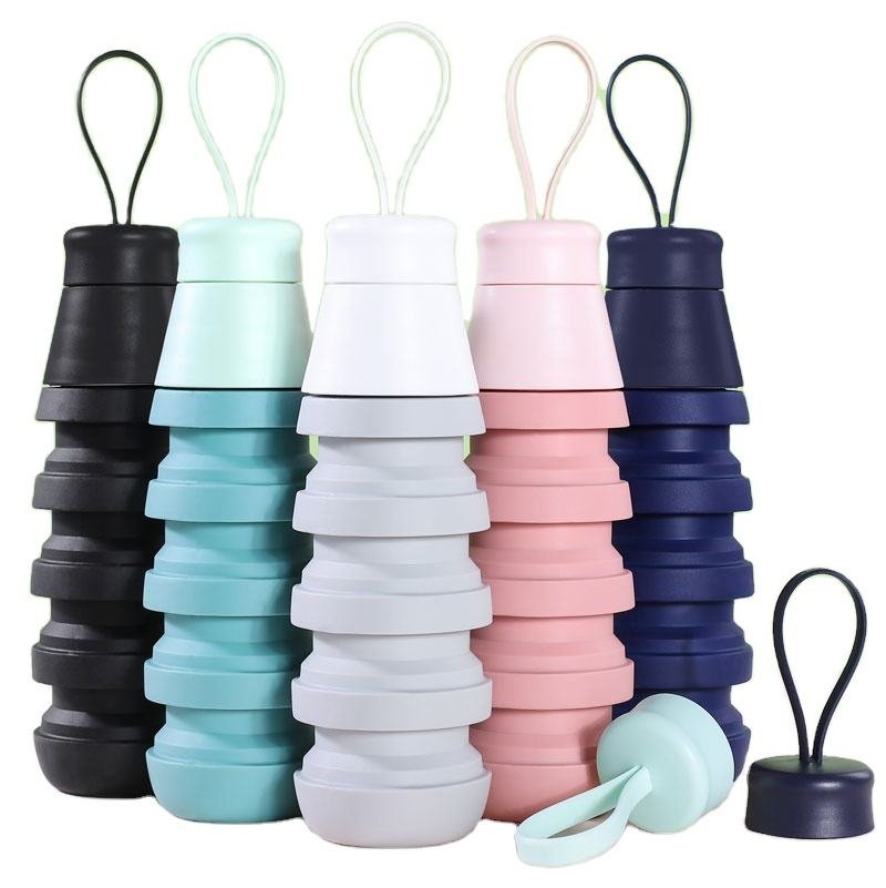 500ml collapsible travel silicone water bottle custom logo 500ml collapsible travel silicone water bottle custom logo