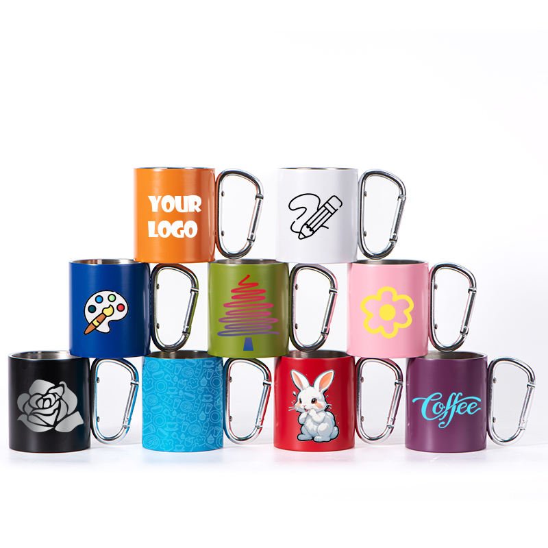 double wall insulated coffee mug stainless steel outdoor water cup with mountaineering buckle custom logo double wall insulated coffee mug stainless steel outdoor water cup with mountaineering buckle custom logo
